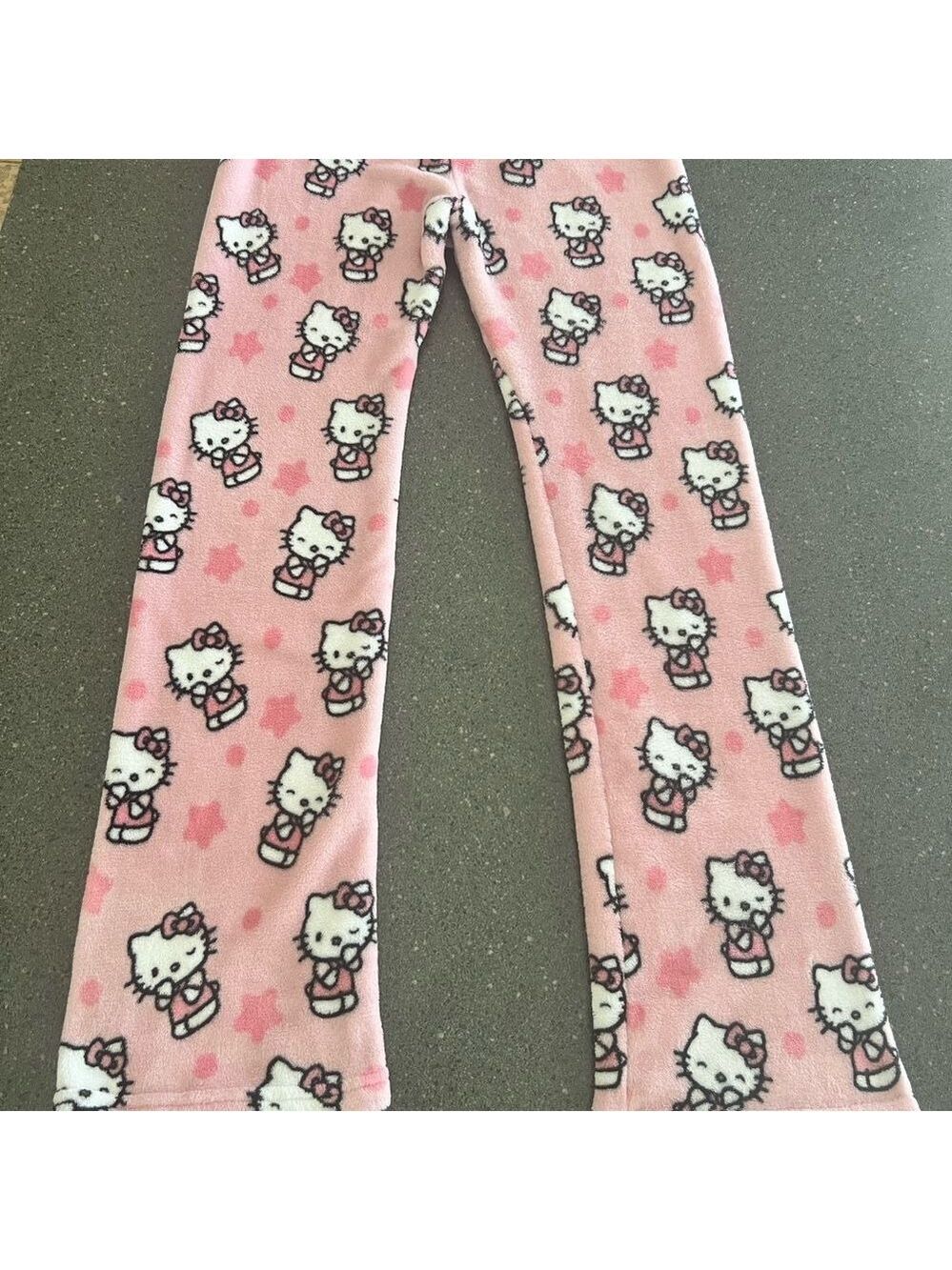 Hello Kitty Pink Cartoon Pajama Bottoms size M junior - Picture 6 of 6